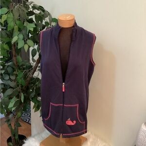 QUACKER Factory Woman’s S vest whale and polka dot embellished navy pink…